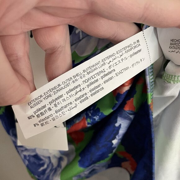 Zara Women S Green Floral Ruched Asymmetrical One Shoulder Bodysuit NWT - Picture 12 of 13